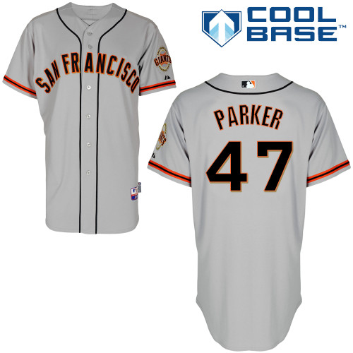 Jarrett Parker #47 MLB Jersey-San Francisco Giants Men's Authentic Road 1 Gray Cool Base Baseball Jersey